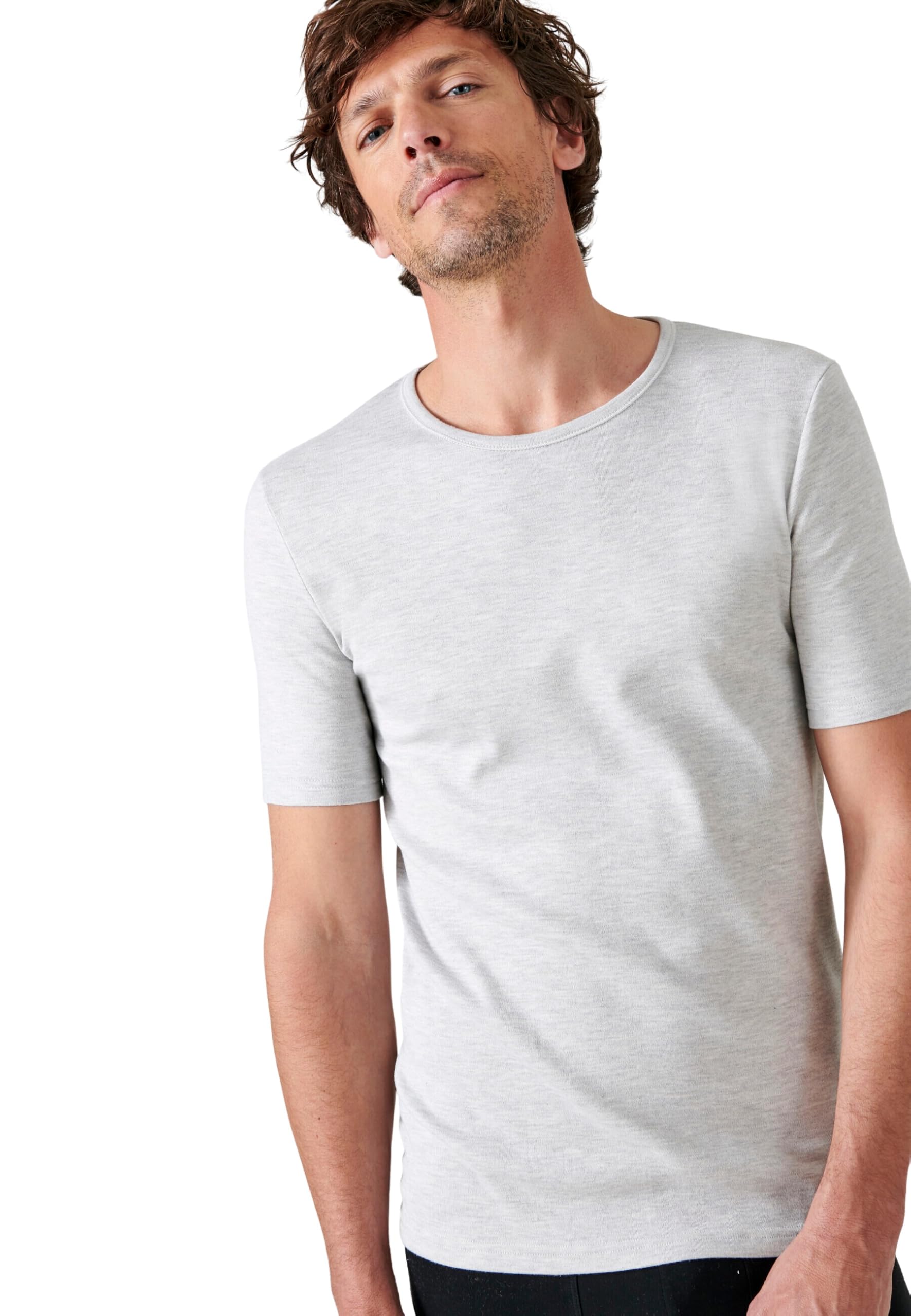 Damart - Men's Thermolactyl Classic Mesh Short Sleeve T-Shirt, Flecked Grey, XS