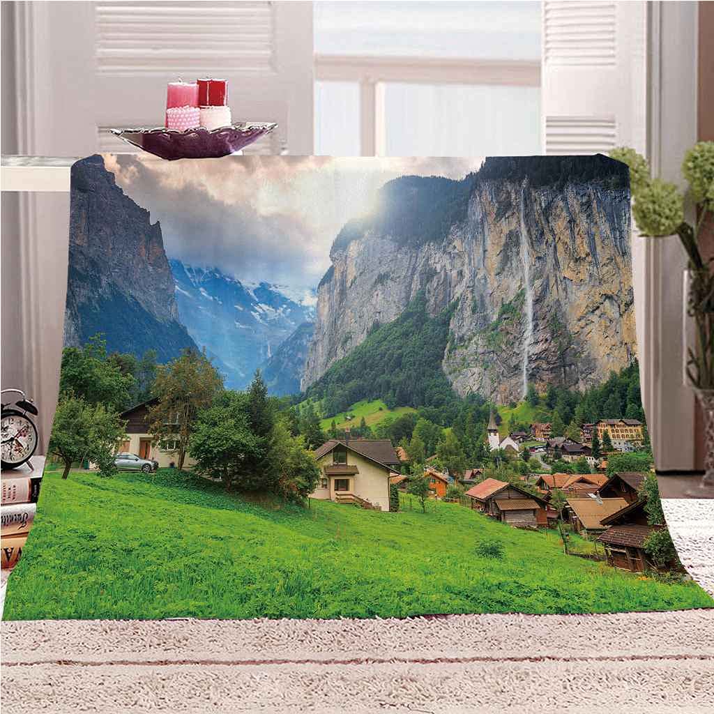 Couverture flanelle lit plaid paysage cascade montagne pour enfants adultes
