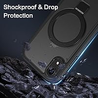 Vista 8 de DUEDUE Funda magnética para iPhone XR con soporte de anillo [compatible con Magsafe], funda protectora de cuerpo completo, delgada, a prueba de Negro