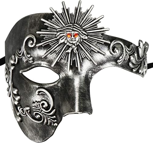 Thmyo Half Face - Máscara de mascarada de carnaval veneciano para hombre, diseño vintage de Phantom of the Opera