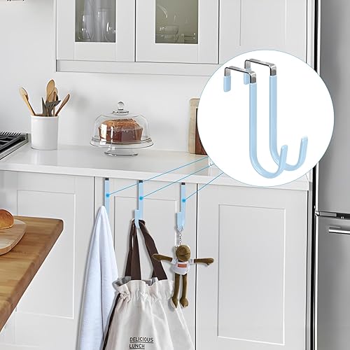 Vista 110 de FYY Ganchos para colgar sobre la puerta, paquete de 4 ganchos de goma para evitar arañazos, organizador resistente para sala de estar, baño