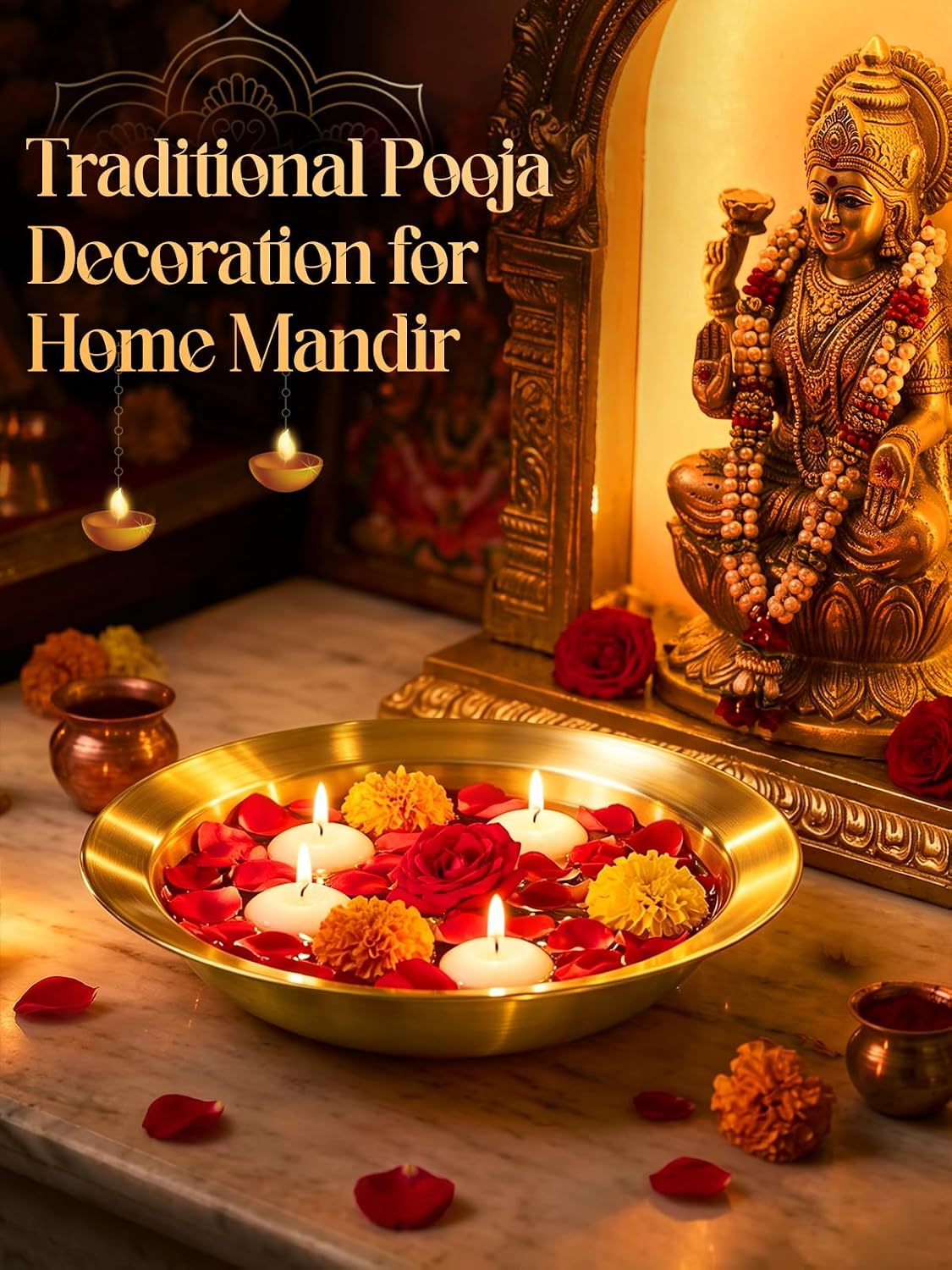 11.8in Flared Urli Bowl Diwali Decoration for Home