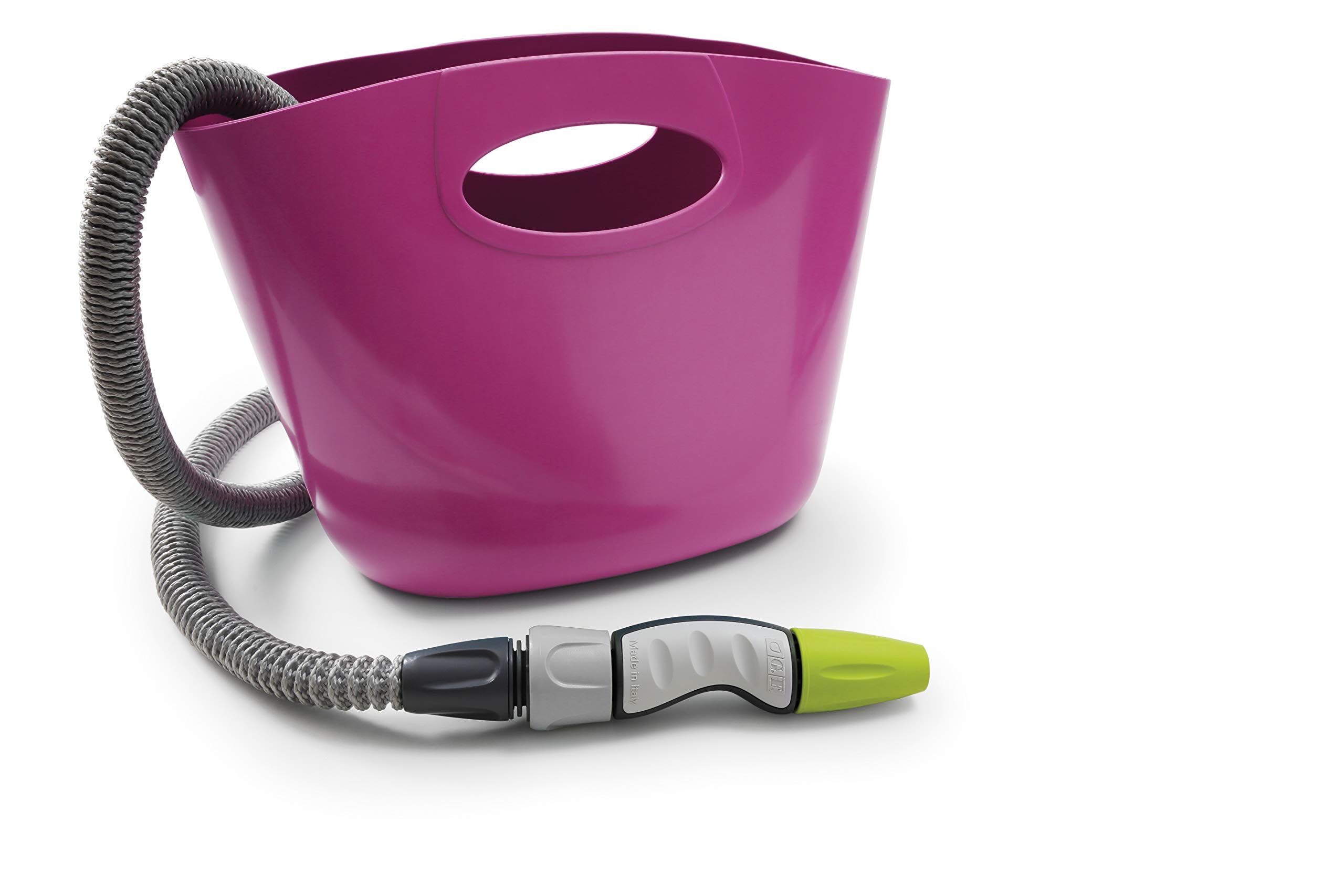 GF Garden, Aquapop 15, Tubo Estensibile da Giardino 15 Metri, in Kit pronto all’uso, con pratica Borsa di Plastica Contenitore, Fucsia, per l’Irrigazione di Giardini, Balconi, Terrazzi e Verande