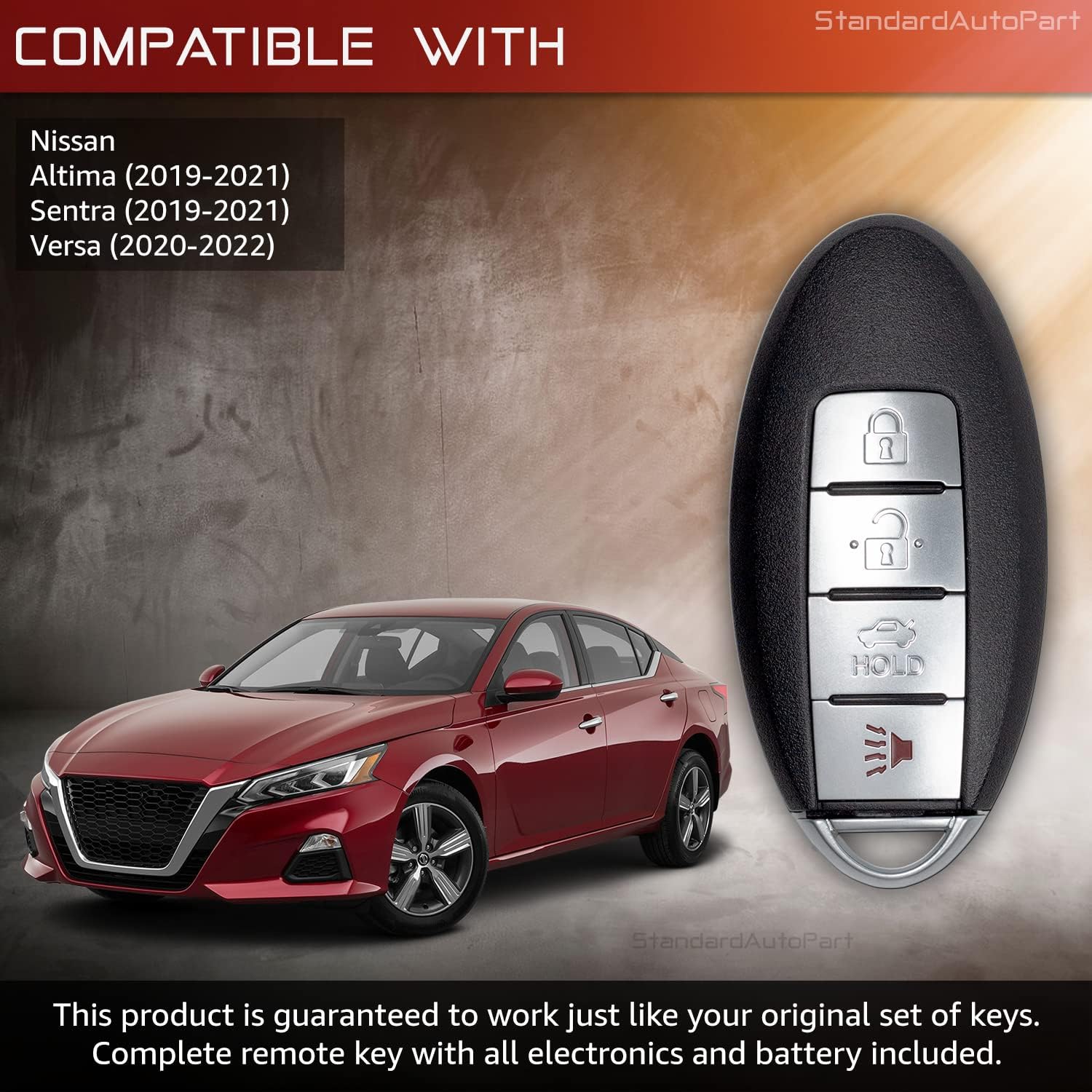 StandardAutoPart 4 Button Proximity Smart Key Fob Compatible with Nissan Altima Sentra Versa KR5TXN1 S180144801 285E3-6CA1A (433 MHz)