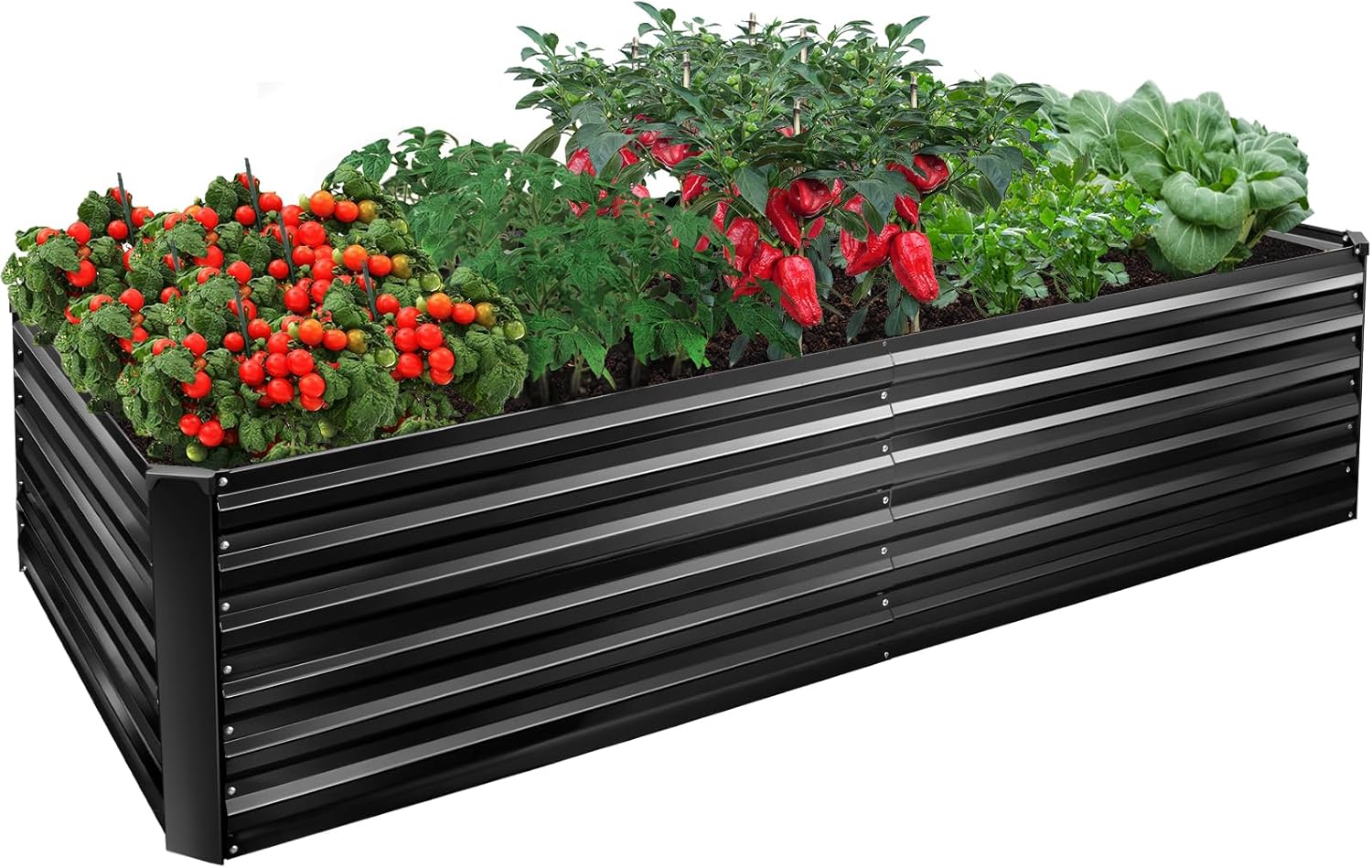EDOSTORY Metal Raised Bed Garden Bed Kit, 8x4x2ft Tall Galvanized Planter Raised Garden Boxes Outdoor, Large Metal Raised Garden Beds for Flowers, Vegetables, Herbs