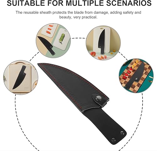 Miniatura 3 de Funda de cuero para cuchillo de chef de 13 pulgadas, fundas portátiles para cuchillos, cubierta segura para cuchillos de chef, cubierta protectora