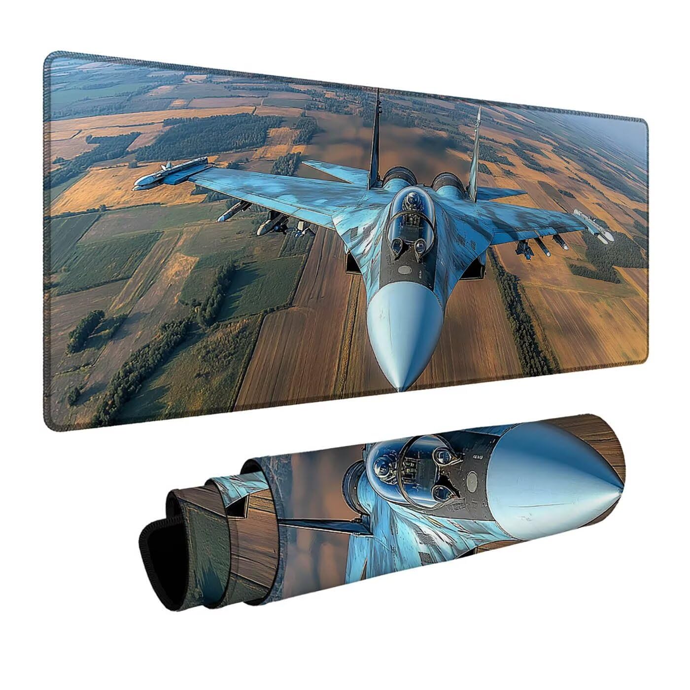 Tappetino Mouse Combattente Tappetino Mouse Gaming Aereo, Mousepad Bordi cuciti Precisione e Velocità Migliorate per Pc Portatile Tastiera Gaming Ufficio Arredamento Casa 500 x 1000 x 3 mm DBYH-5530