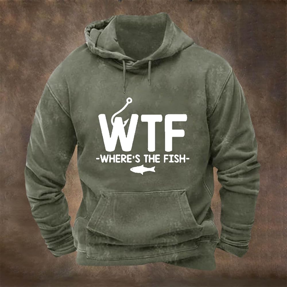 Felpa Con Cappuccio Unisex 'WTF - Where's The Fish' - Divertente Maglione Per Pescatori