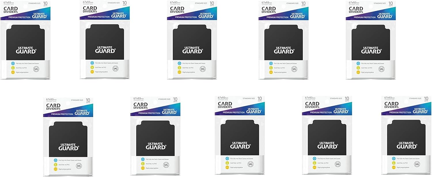 10 Packs Ultimate Guard Black Card Dividers (10) Standard Size Display Case