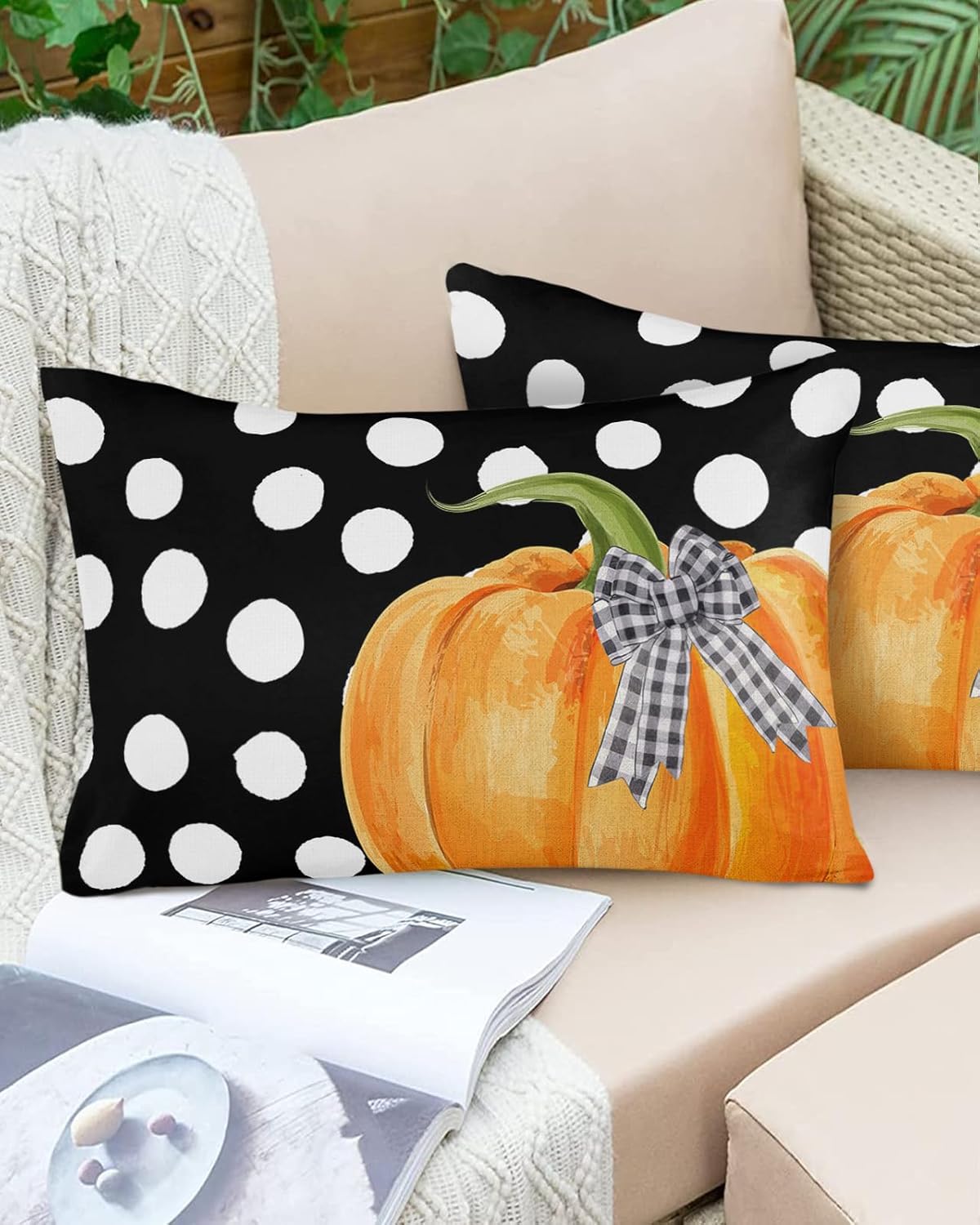 Outdoor Waterproof Pillow Covers Thanksgiving Fall Pumpkin