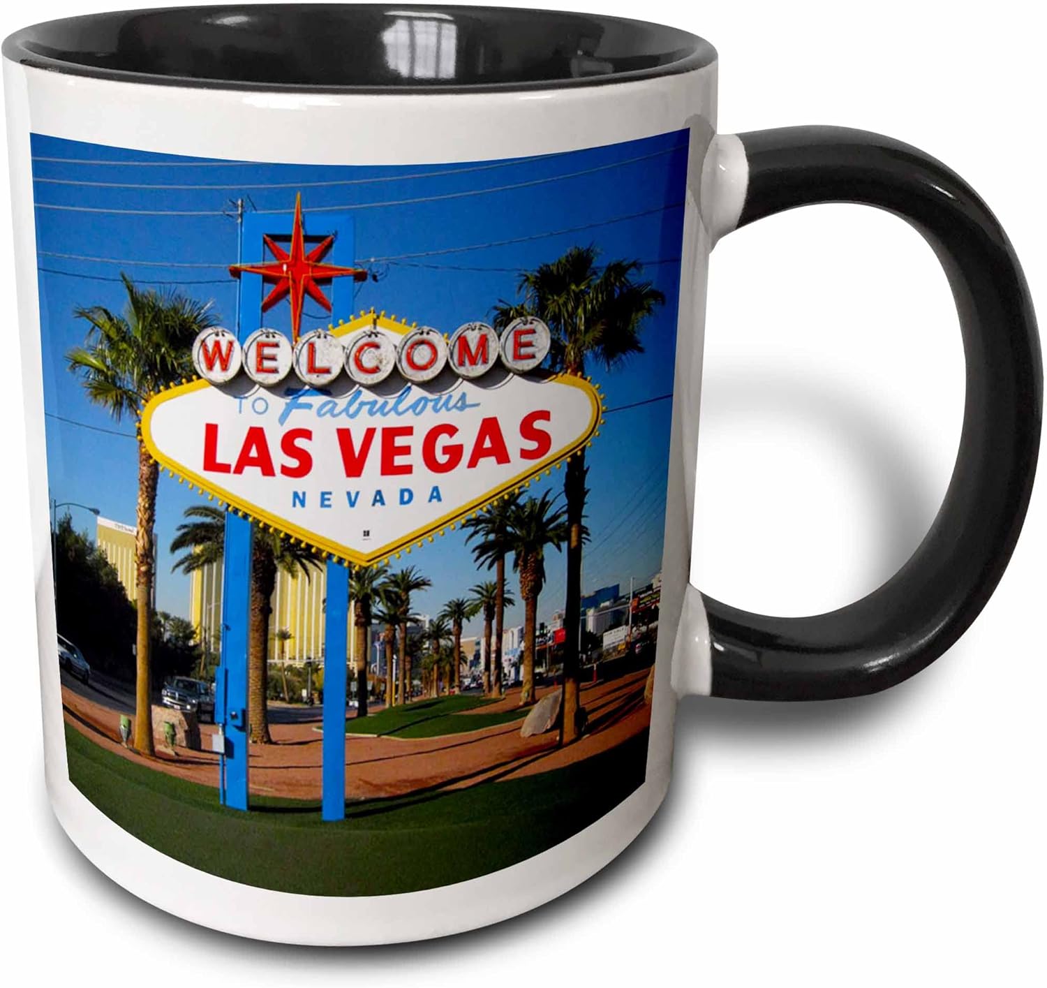 3dRose mug_156501_4 "Welcome To Fabulous Las Vegas, NV" Mug, 11 oz, Black