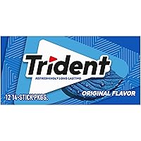 Vista 85 de 12 paquetes de 14 unidades cada uno; es decir, en total son 168 unidades de goma de mascar Trident Minty Sweet Twist sin azúcar sabor menta dulce.