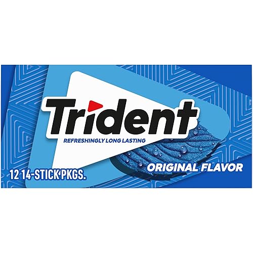 Miniatura 85 de 12 paquetes de 14 unidades cada uno; es decir, en total son 168 unidades de goma de mascar Trident Minty Sweet Twist sin azúcar sabor menta dulce.