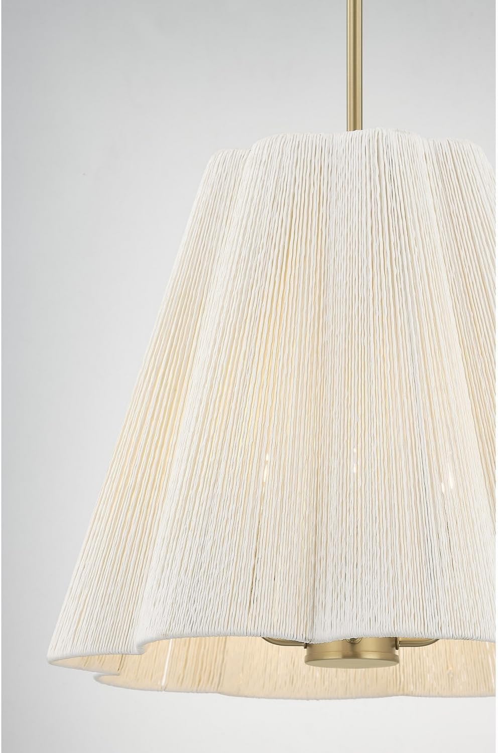 Savoy House 7-6083-4-127 Rosa White Cotton Scalloped String Pendant by Breegan Jane, 4-Light 240 Total Watts, 16" H x 19" W, Noble Brass