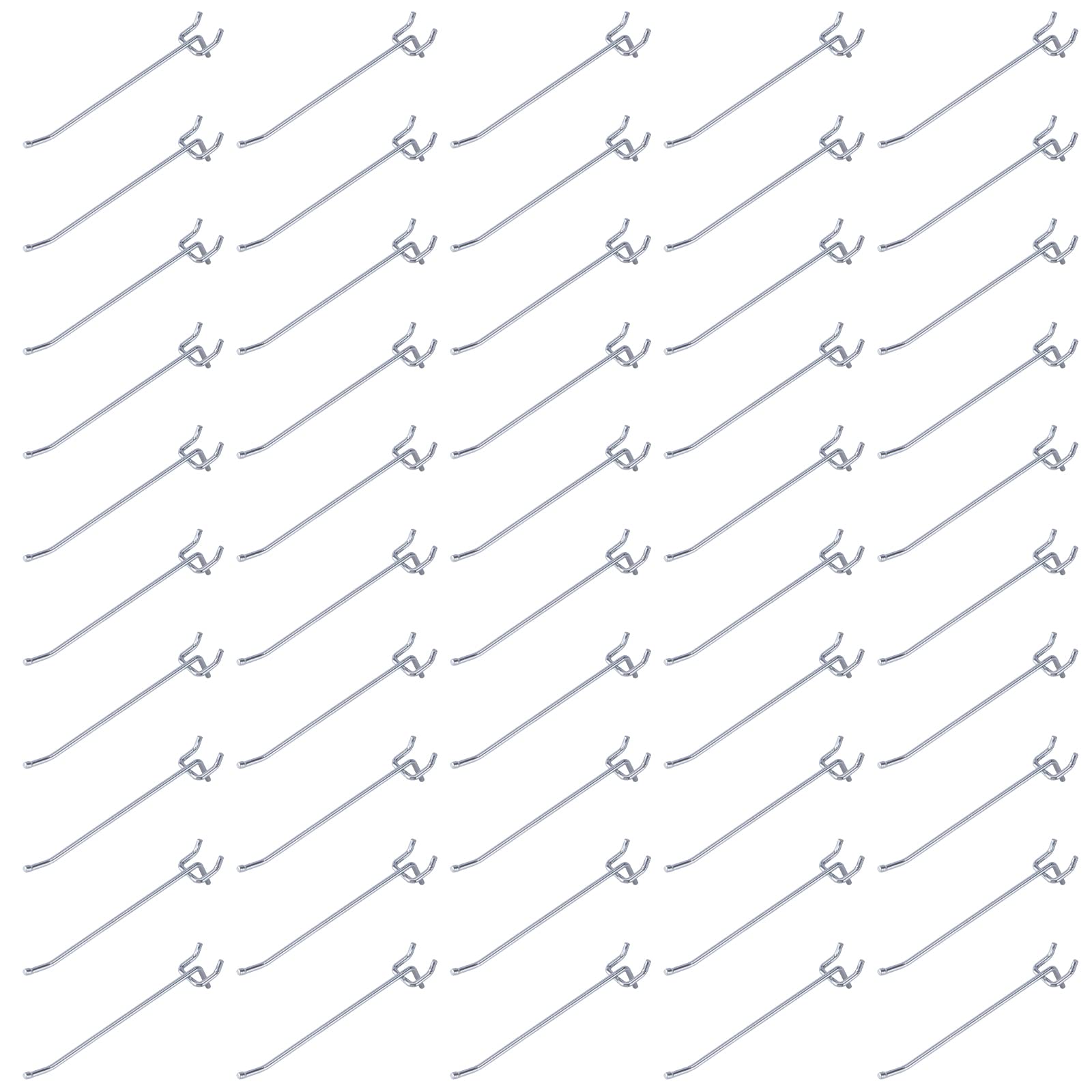 Rawall Pegboard Hooks,50-Pack,6 Inch L Shape Small Galvanized Pegboard Hooks Suitable for 1/8 inch pegboard,Metal Pegboard Hooks for Garage,Office,Kitchen,Store