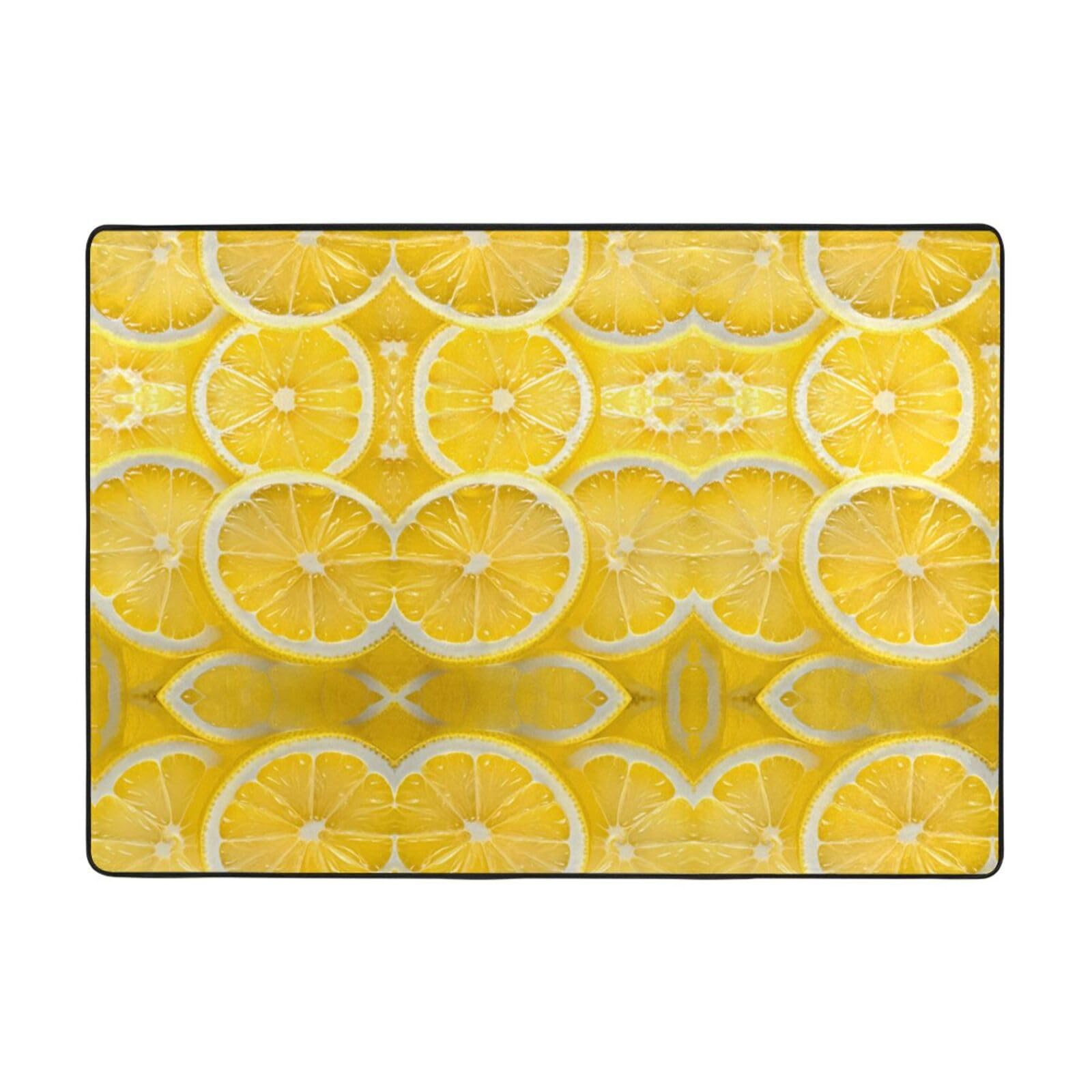Tapis de sol en flanelle imprimé citron décoration d'intérieur de chambre