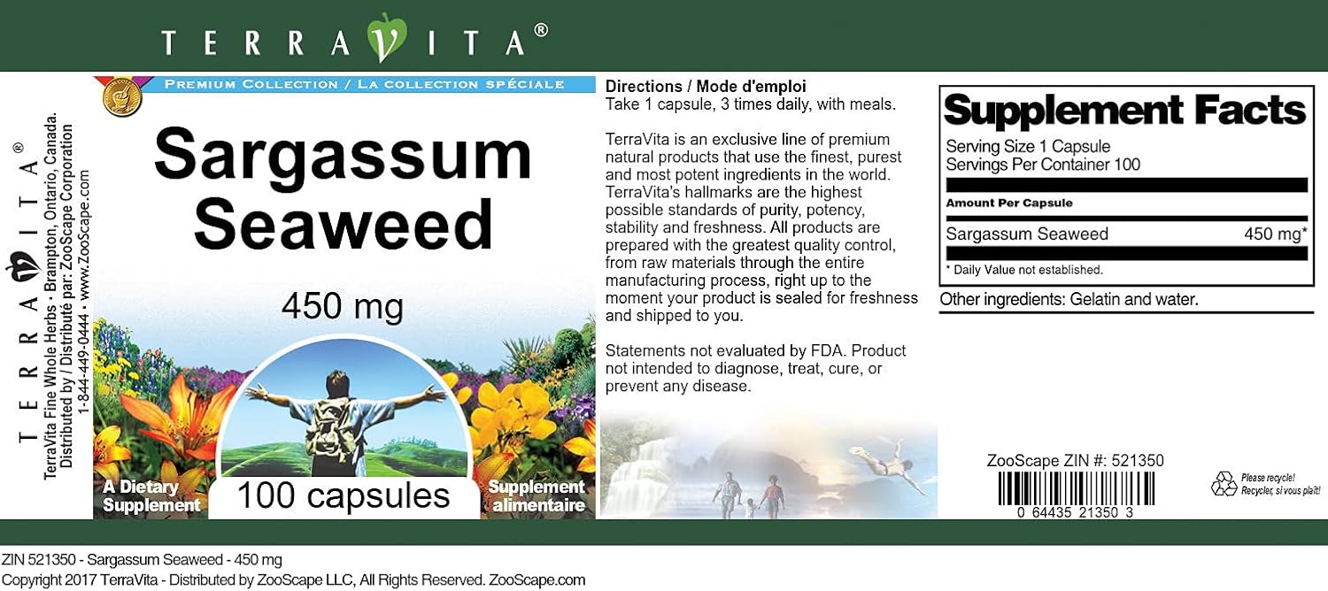 Sargassum Seaweed - 450 mg (100 Capsules, ZIN: 521350) - 3 Pack