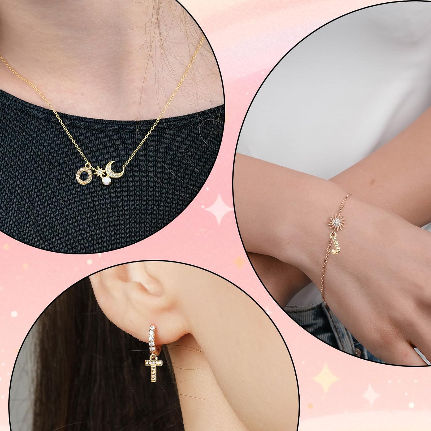 26 Pcs Rhinestone Letters Gold Initial A-Z Charm Rhinestone Alphabet Beads for Jewelry Making Glitter Crystal Pendants for Making Bracelets Necklace Earring DIY Craft - Image 6