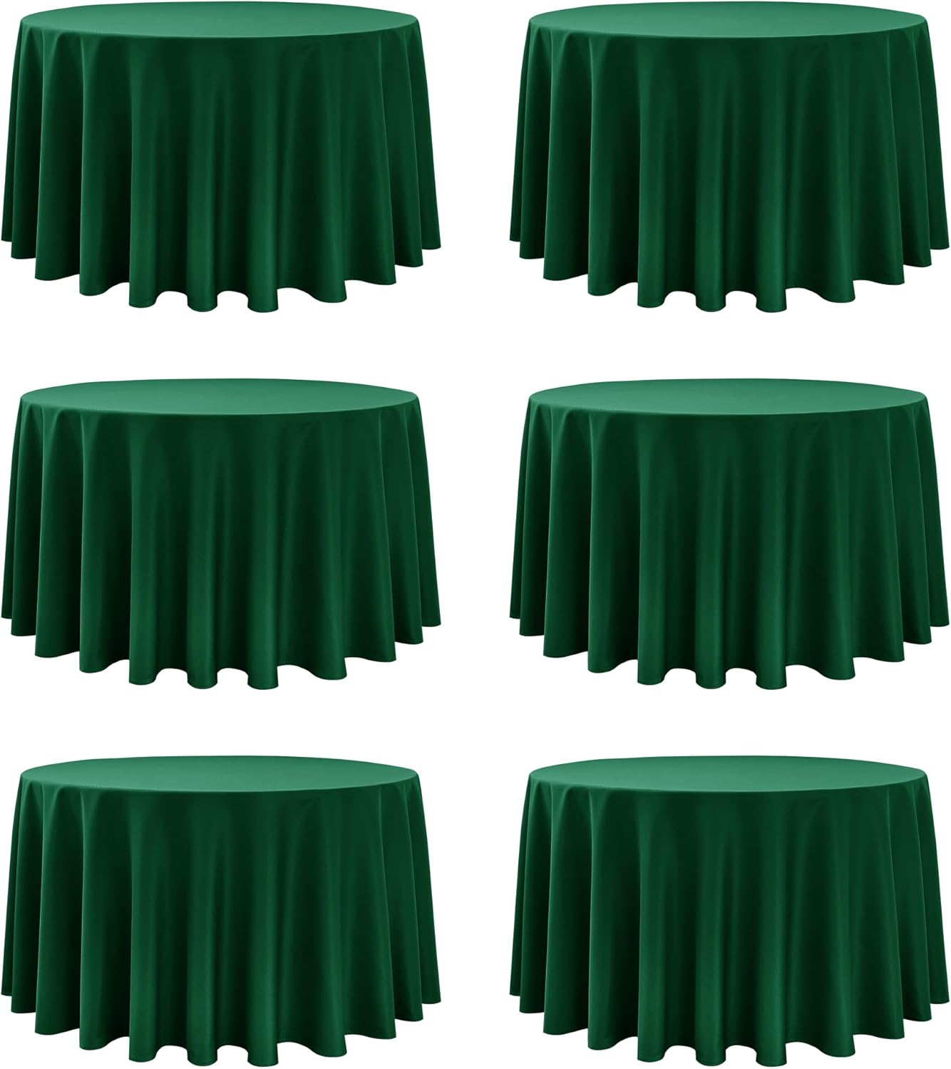 6-Pack Hunter Green Round Tablecloths, 120 Inches, Stain-Resistant Polyester for 5-6 Ft Round Tables - Washable Table Covers for Weddings, Banquets, Birthday Parties, Events
