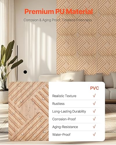 Miniatura 4 de VEVOR Paneles de pared 3D, paquete de 12 unidades de 19.7 x 19.7 pulgadas de PVC, azulejos de sal minimalistas de arte moderno, panel de acento de