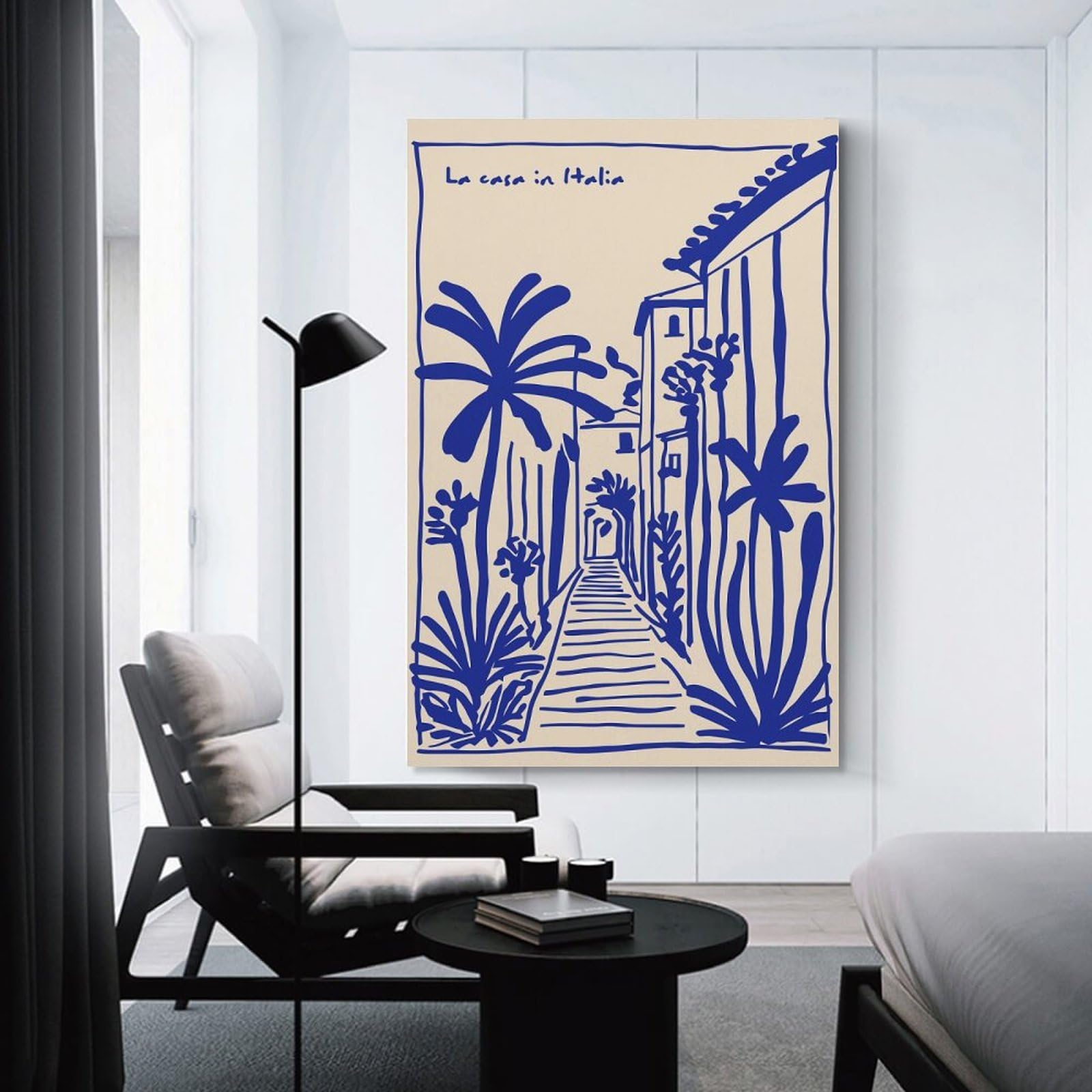 Junmoney Room Decor Wall Art Italian Street Scene with Palm Trees, 20x30inch(50x75cm), for Gallery Wall Layouts in Home Or Office, Home Wall Art for Statement Displays