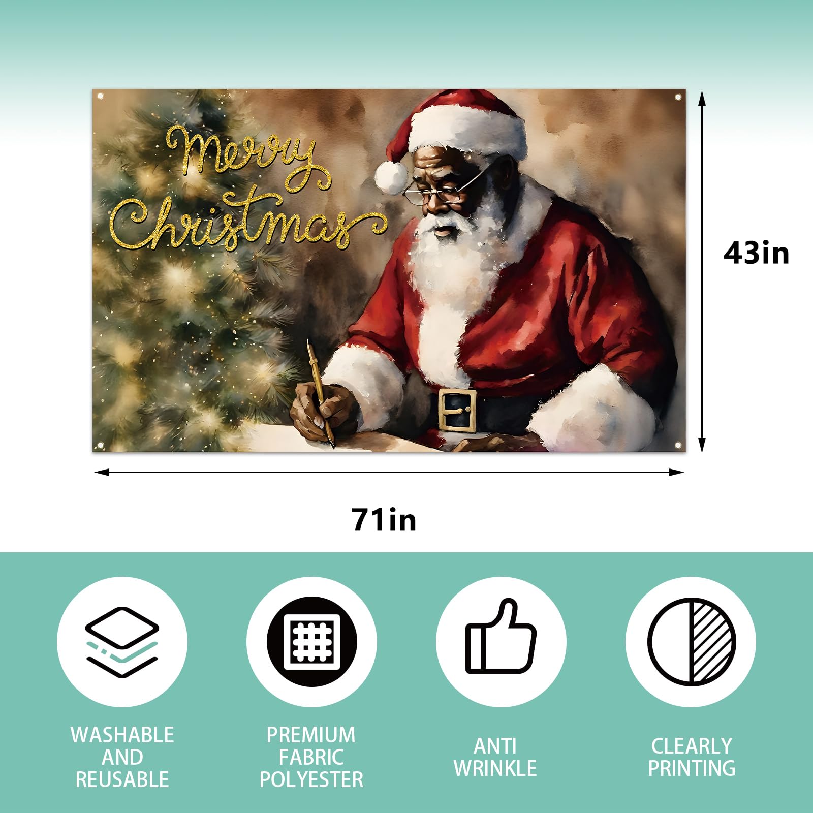 Afroamerikanischer Weihnachts-Fotohintergrund – 180 X 110 Cm, Polyester, Mit Frohe-Weihnachten-Motiv Für Party-Deko