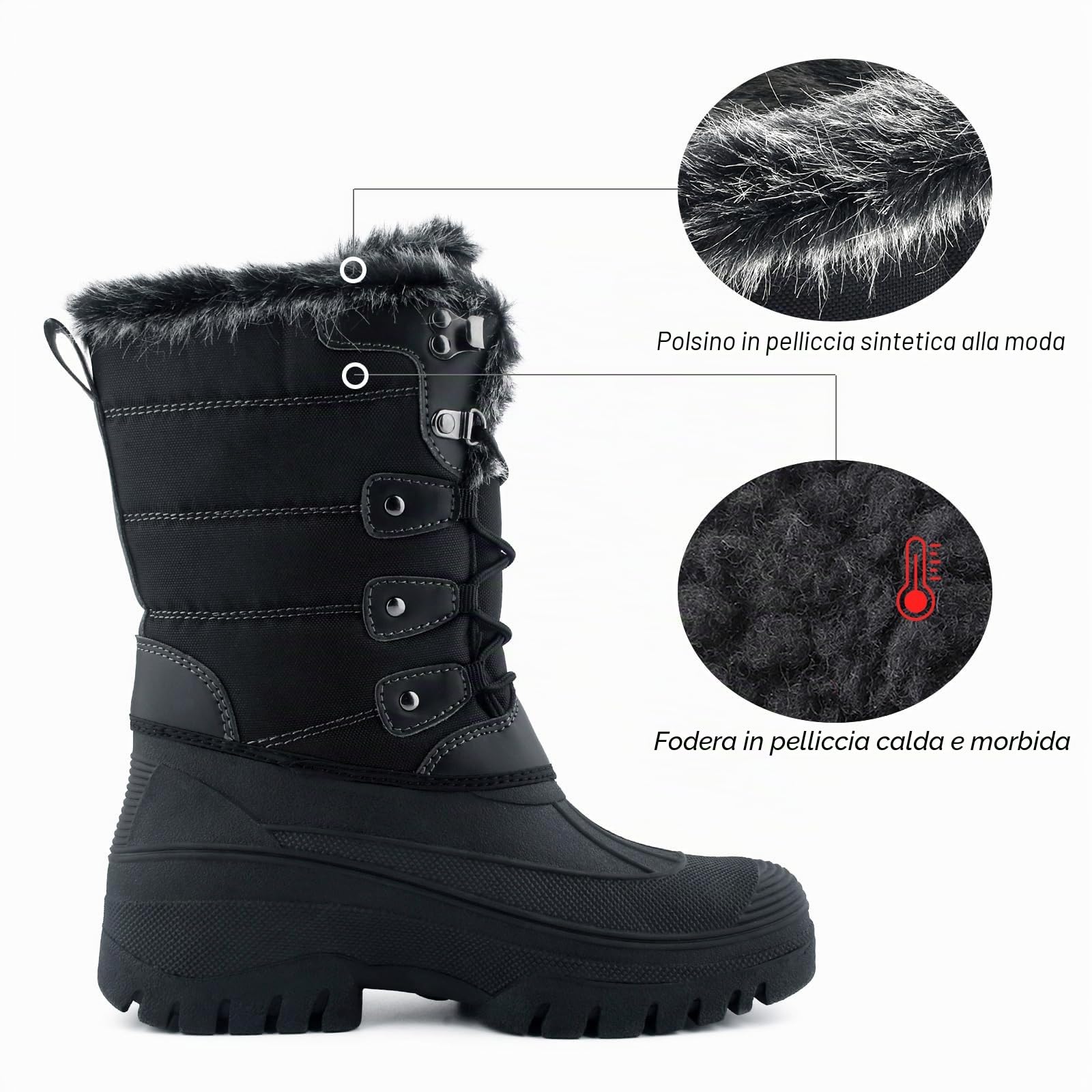 Knixmax Stivali da Neve per Donna e Uomo Stivali Invernali Foderati in Pelliccia Suole Impermeabili Scarpe Calde Stringati per Giardino, Fattoria e Outdoor