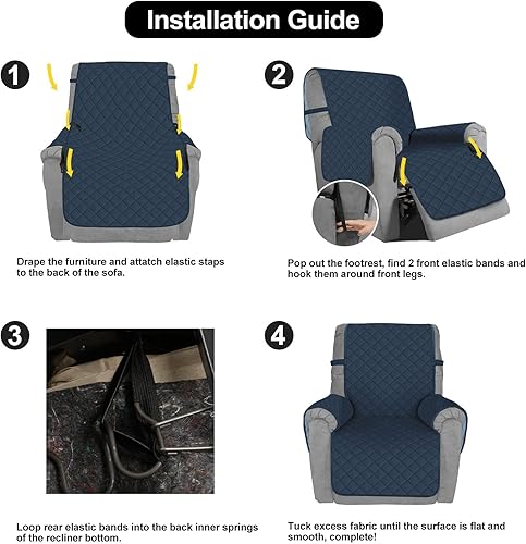 Miniatura 8 de Fundas para sillas reclinables pequeñas, fundas para sillas reclinables, fundas de sofá para perros y mascotas, reversibles, resistentes al agua,