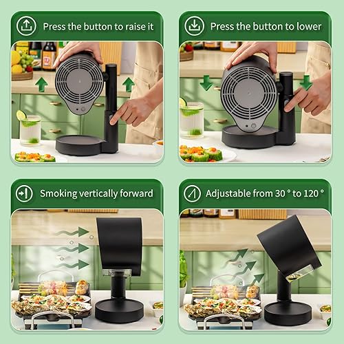 Miniatura 3 de Campana extractora portátil, ventilador de cocina portátil con 3 velocidades, polímero de filtro triple, filtro de aluminio desmontable, bajo ruido,
