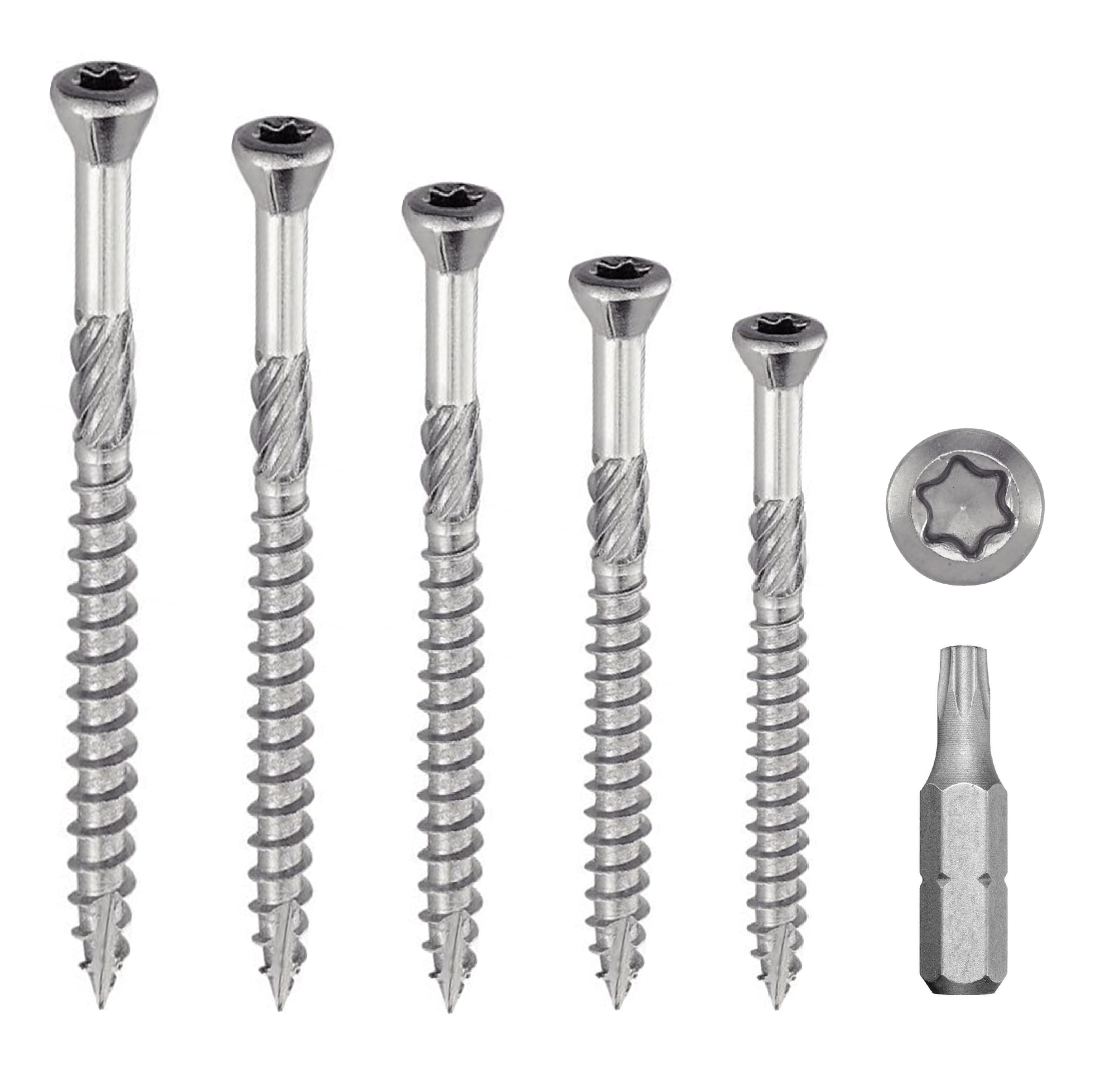Terrace Screws Stainless Steel A2: 5 x 50 mm, Countersunk Head, Reduced TORX, Diameter 5 x 50 mm
