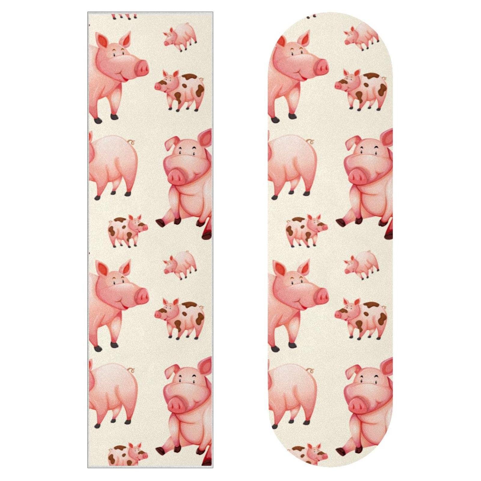 Pink Pig Nahtloses Muster, 2 Stück Skateboard-Griptape Bogen Schleifpapier Longboard Aufkleber Roller Deck Sandpapier
