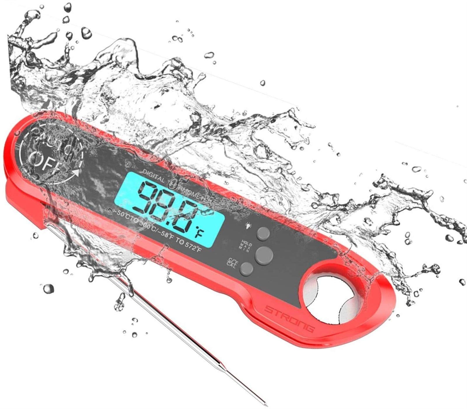 VIRAZE MRang Meat Thermometer, Waterproof IP67 Digital Instant Read Food Thermometer with 4.6 Inch Folding Probe Calibration Function