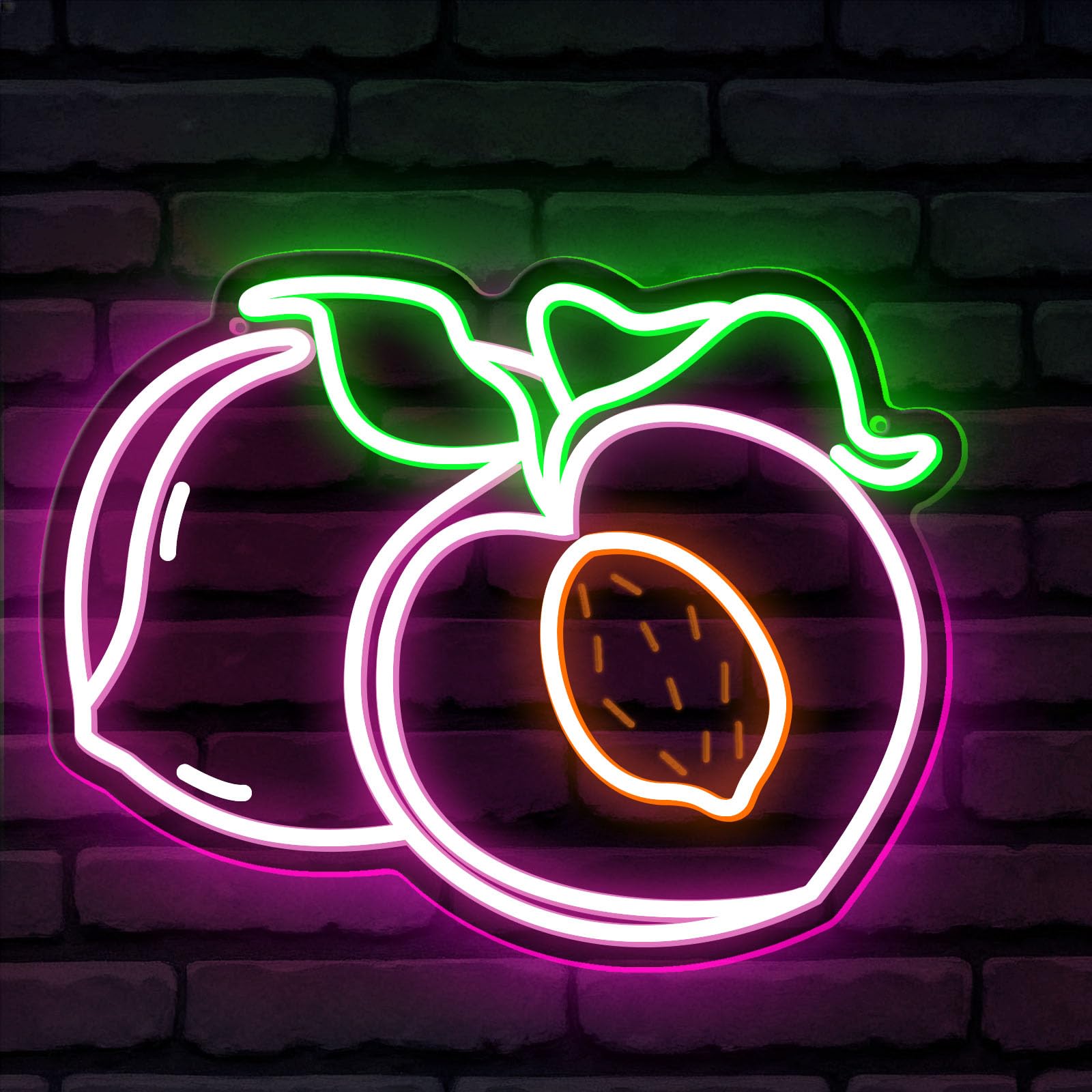 Peach Neon Light Sign LED Peach Light with Dimmable Switch USB Powered Night Light for Bedroom Decoration Birthday Party Holiday Wall Decoration Valentine's Day Gift (5V 11 * 13.78Inch)