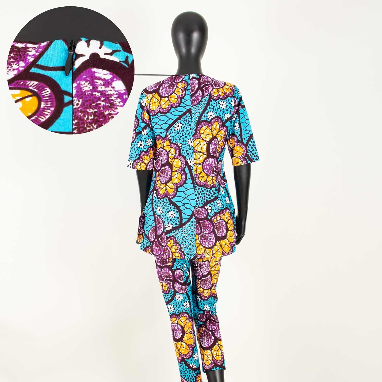 African Suits for Women Anakra Print Half Sleeve Top and Pants 2 Piece Set Outfits Dashiki Casual Tracksuit - Image 4
