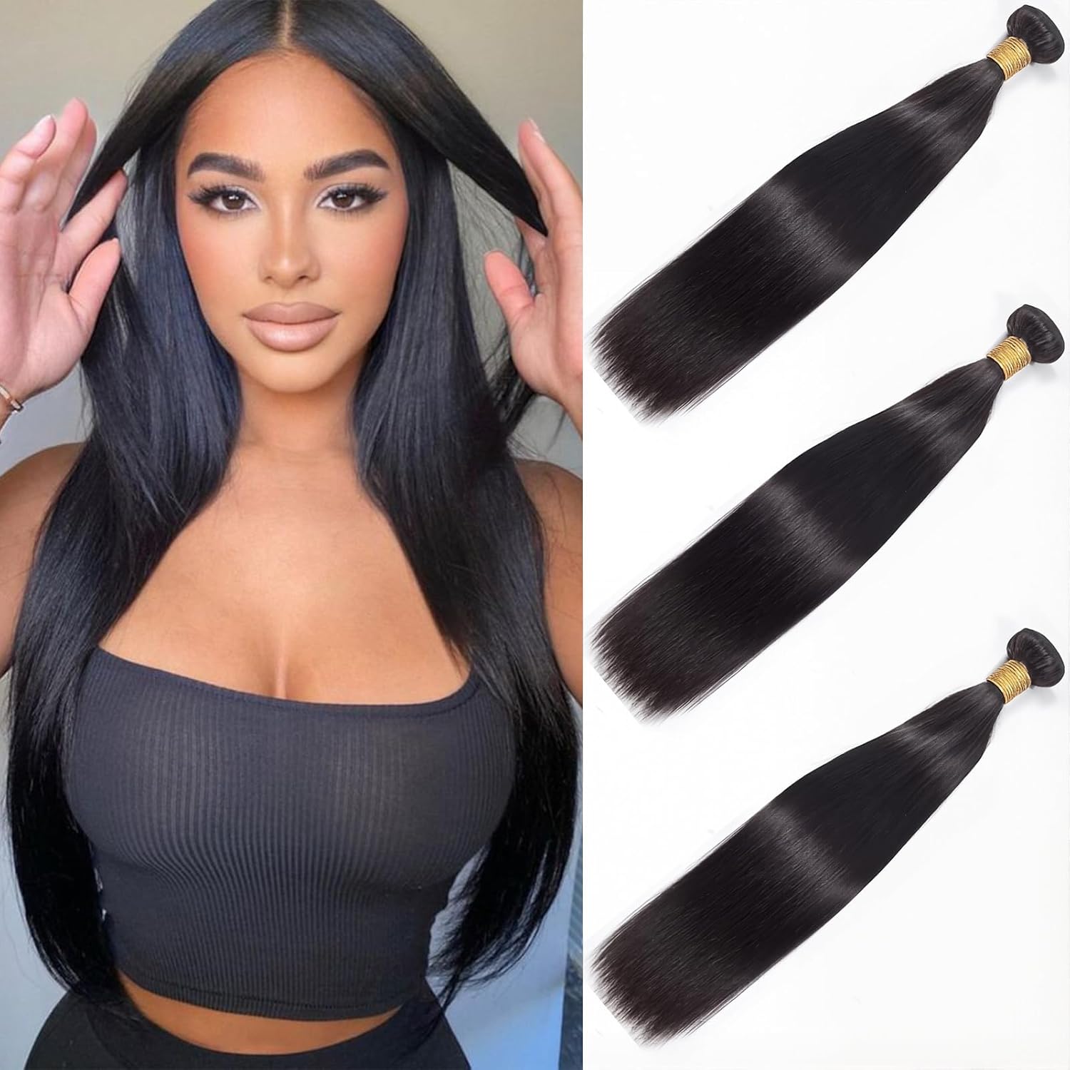 18 20 22 Inch Body Wave Bundles Brown Highlight Bundles Human Hair Brazilian Virgin Hair Weave 3Bundles Hair Deal（Brown and Light Brown #P4/30）