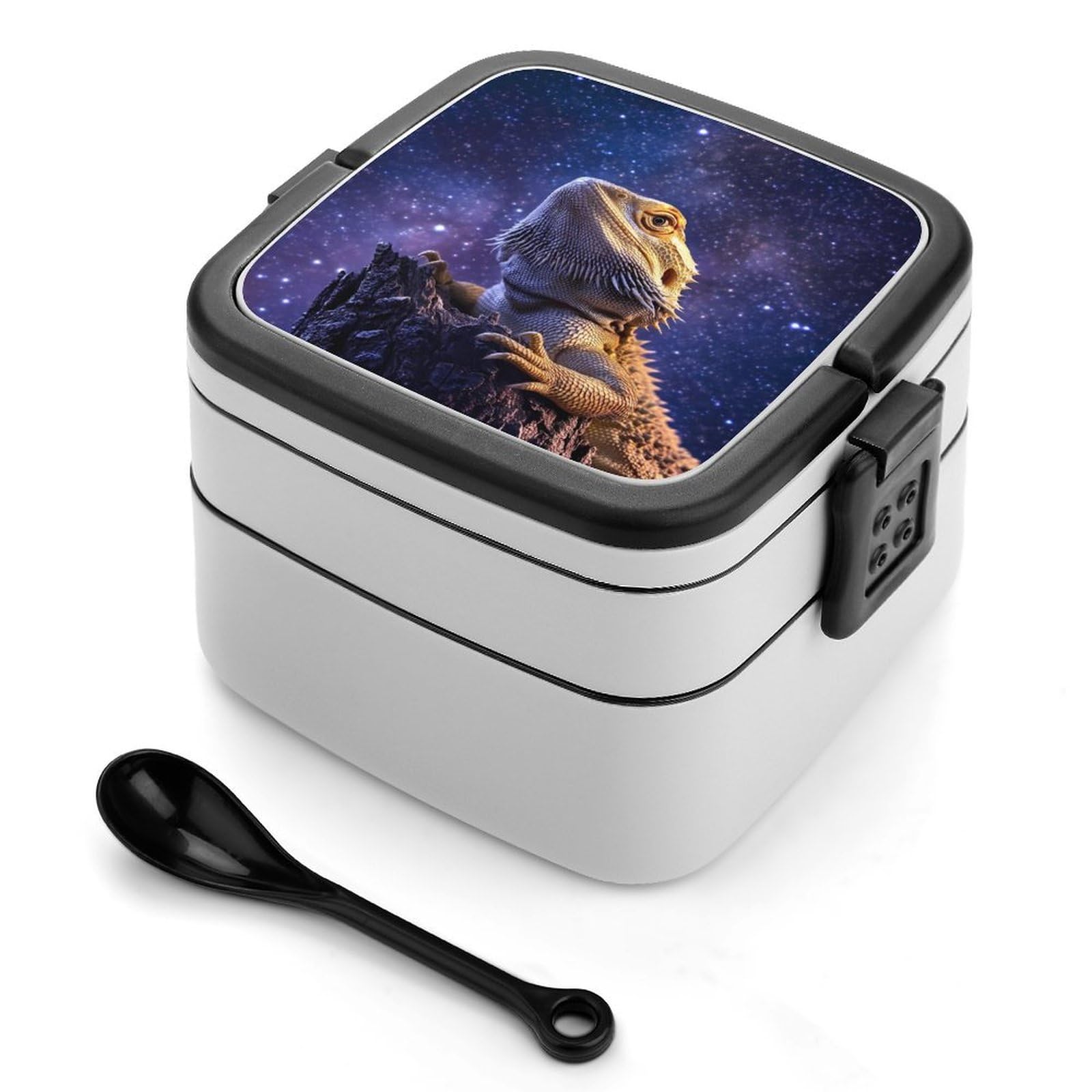 CGSBNGHA Bearded Dragon Bento Lunch Box 2 Layer Lunchbox Food Container for Adults Office