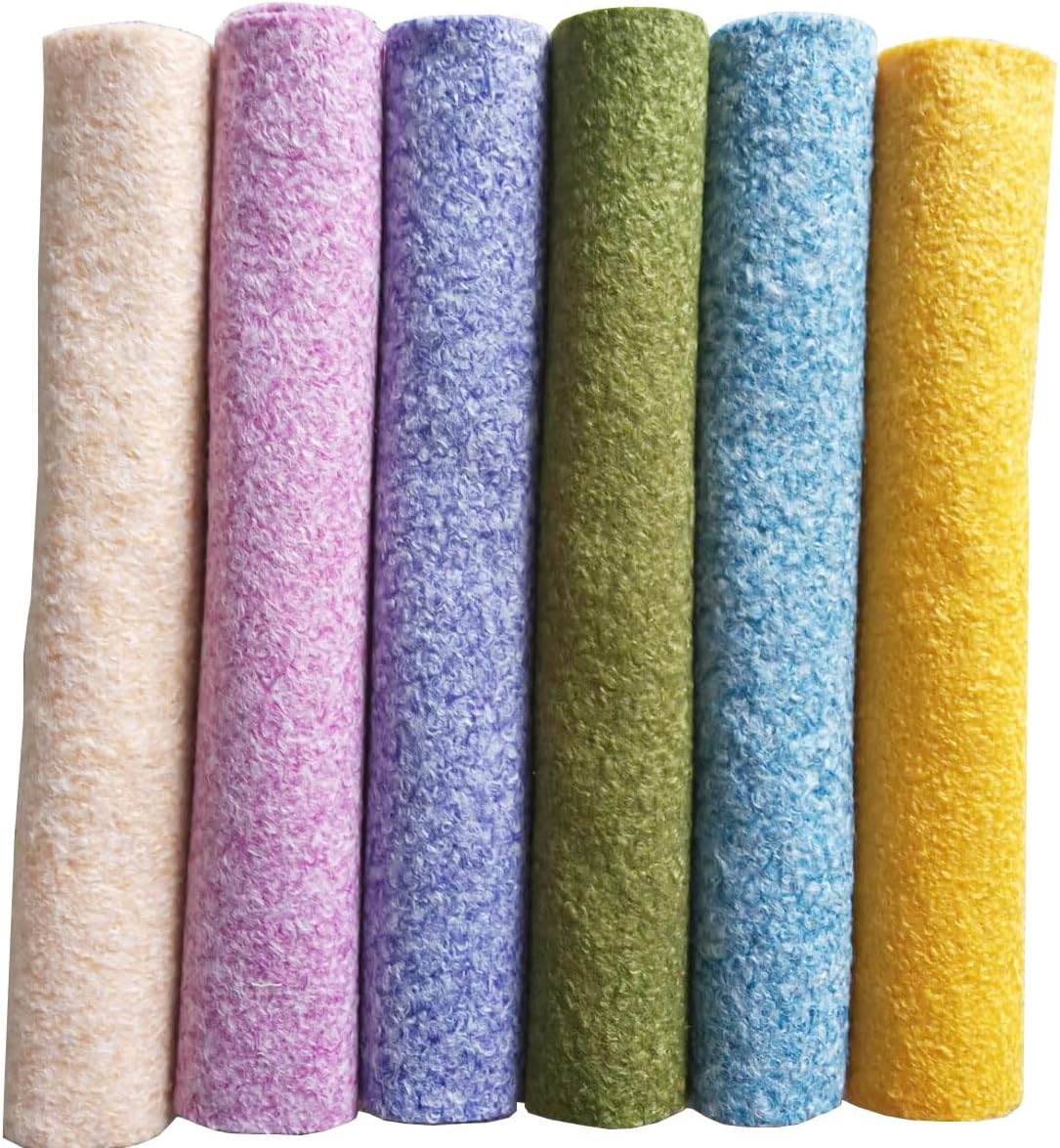 6 Pack 12x12 Inches Tweed Loop Wool-Blend Coarse Woven Fabric DIY Velvet Fabric Squares - 630gms Squares Craft for Quilting, Patchwork, DIY Crafts and Sewing Projects