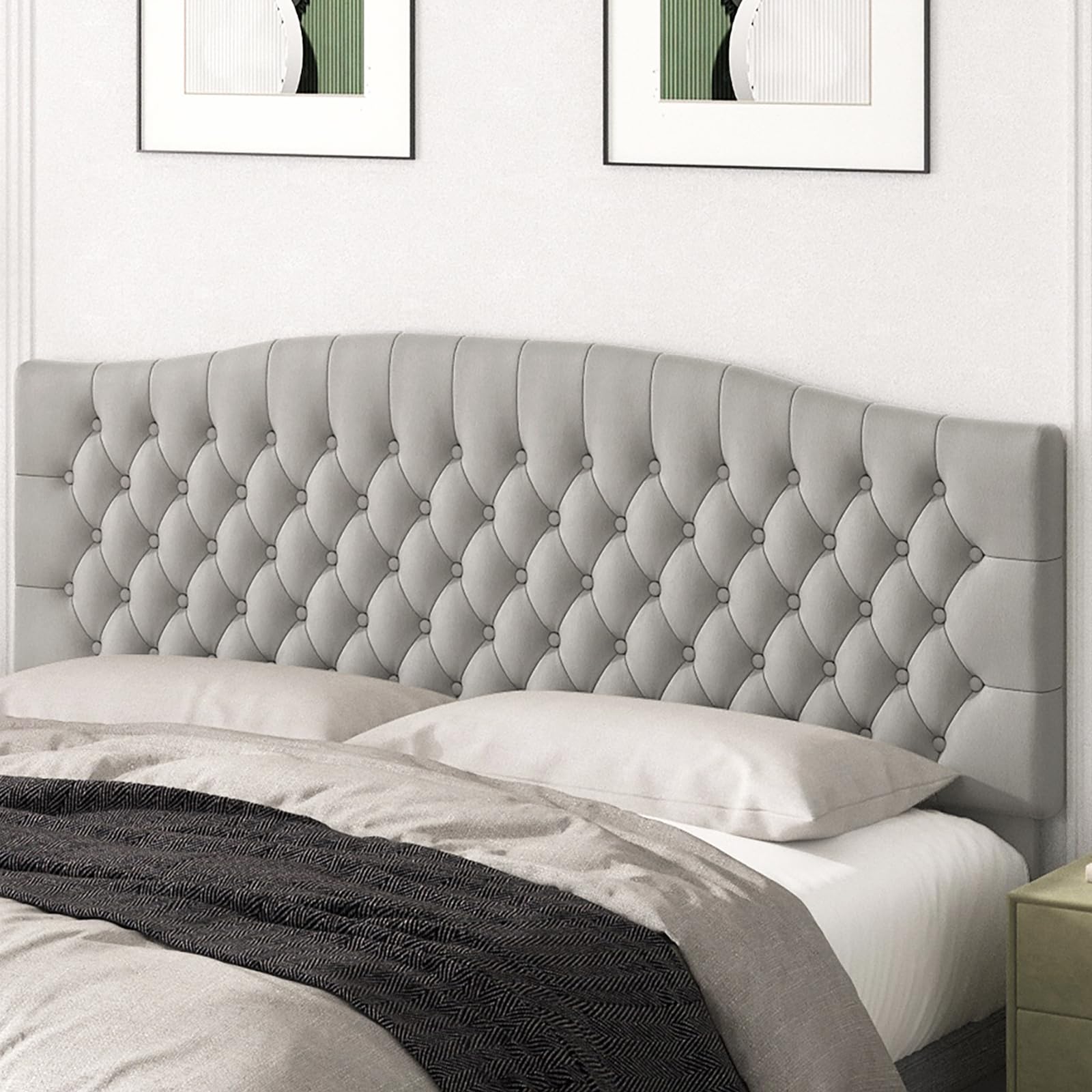 Befurtori King Headboard Only, Upholstered Velvet Tufted