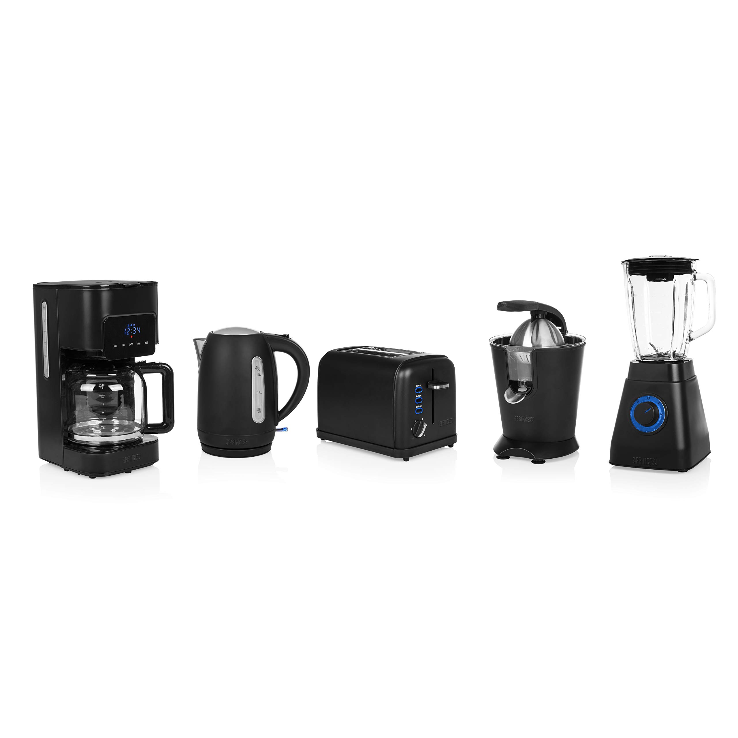Princess Spremiagrumi Acciaio Black, 160 watt, Acciaio inossidabile, Professionale, Nero