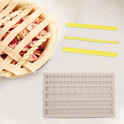 Miniatura 6 de Moldes de fondant de perlas, paquete de 3 moldes de silicona para decoración de tartas, para pasteles, chocolate, cupcake, cuerda de punto, pastel