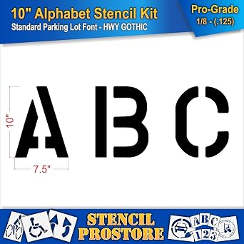 Pavement Stencils - 10 inch Alphabet KIT Stencil Set - (28 Piece) - 10