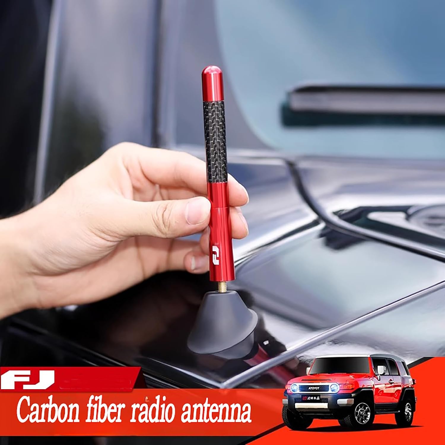 Car Antenna Fit for FJ Cruiser 2007-2022 Black Carbon Fiber Pattern, 5” 123 mm, Antenna Replacement Automotive Exterior Accessories image 5