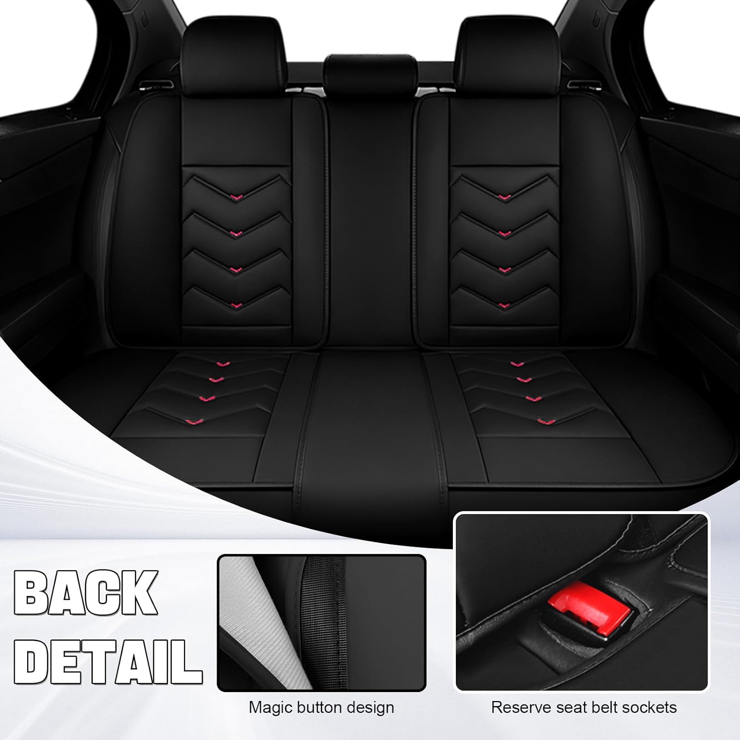 Car Seat Cover for Buick Encore GX 2020-2026, Seat Covers Full Set,Non-Slip Waterproof seat Cover,Wear-Resistant Nappa Leather car seat Covers. (Luxury 5 Seats/Black Red)