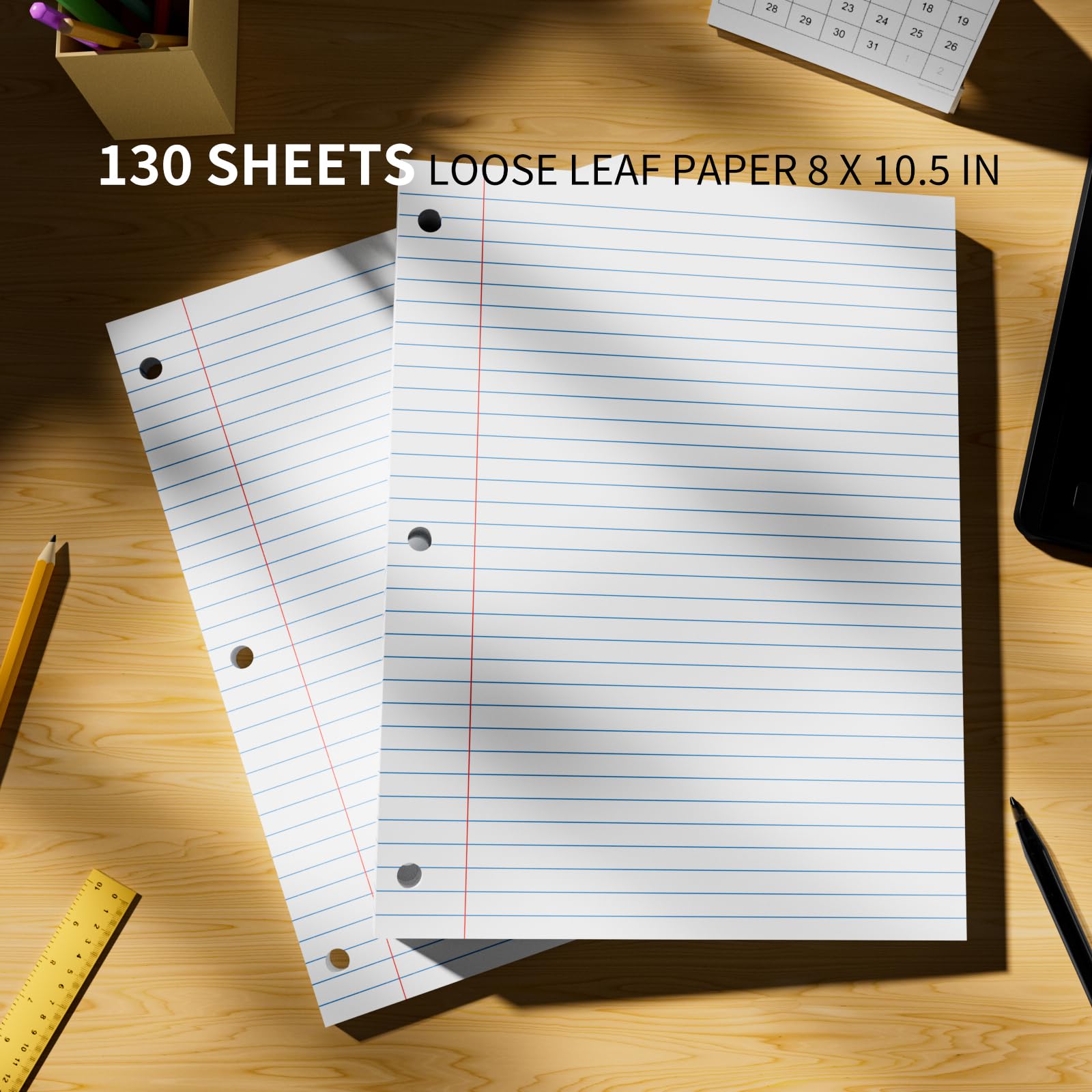 500 Sheets Loose Leaf Paper 8" x 10.5" Colored Filler Paper College Ruled 3-Hole Punched Lined Paper Notebook Paper for 3-Ring Binders Notepad Writing Note Pads Ideal for Home, School, Office