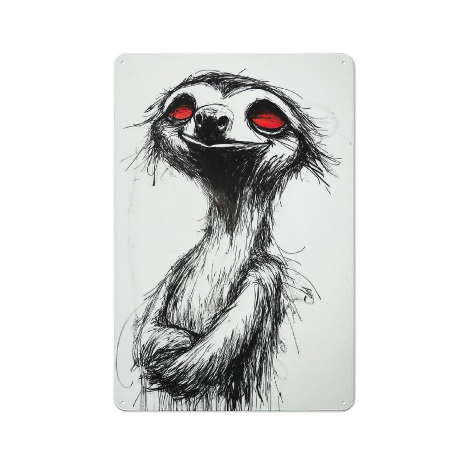 Junmoney Style-21 Metal Wall Sign 30X20cm Featuring Smiling Sloth Illustration For Pub Or Café, Housewarming Wall Decor For People Furnishing Pub And Café