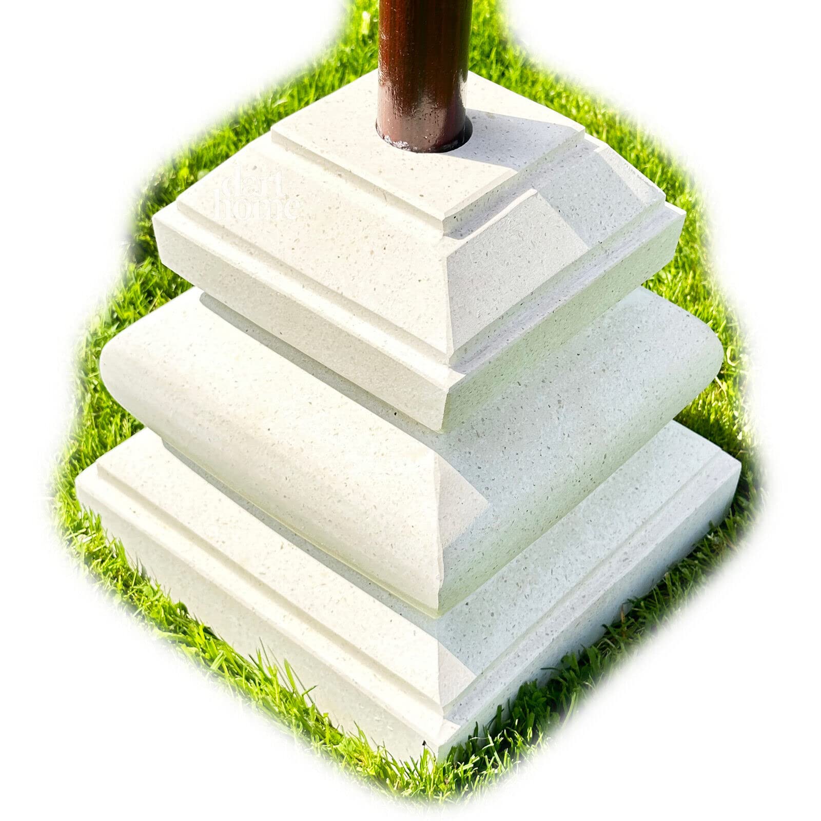 Darthome White Terrazzo Bali Parasol Base 18kg Heavy Granite Marble Garden Umbrella Stand 25cm