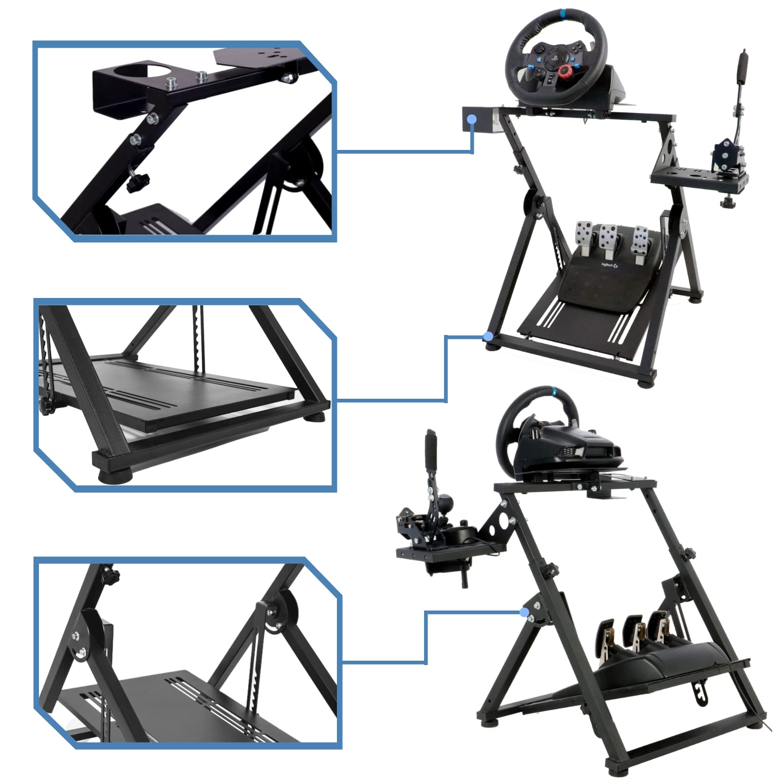 Anman Racing Wheel Stand with PRO Shifter, Adjustable and Foldable