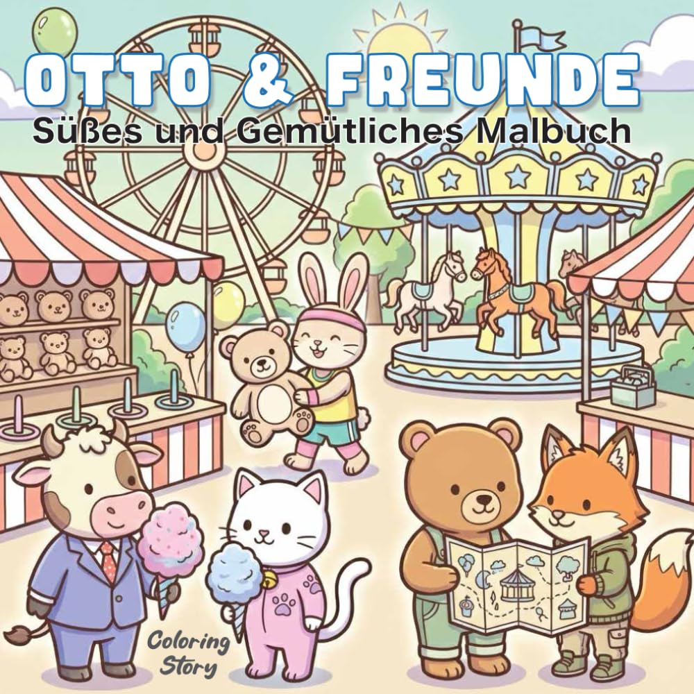 OTTO & Freunde: Süßes und Gemütliches Malbuch für Erwachsene & Teenager - 40 Dicke & Einfache Tiermotive im Hygge-Stil zur Entspannung und Stressabbau