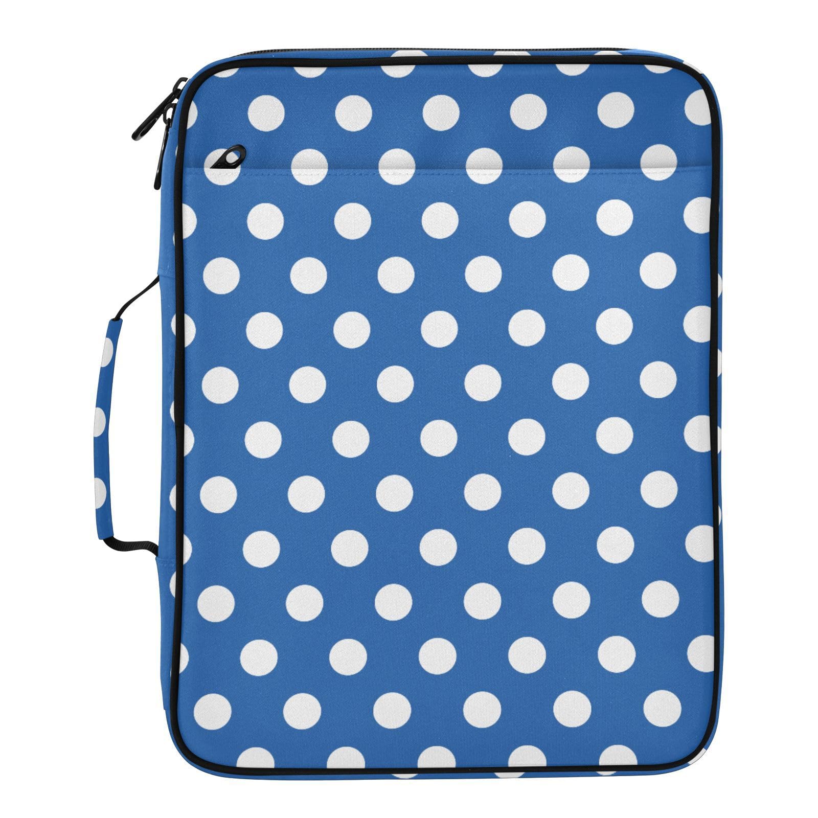 Kcldeci Cartella portadocumenti espandibile con raccoglitore a 3 anelli, a pois, blu, 500 fogli, borsa per raccoglitori per scuola, ufficio, viaggi