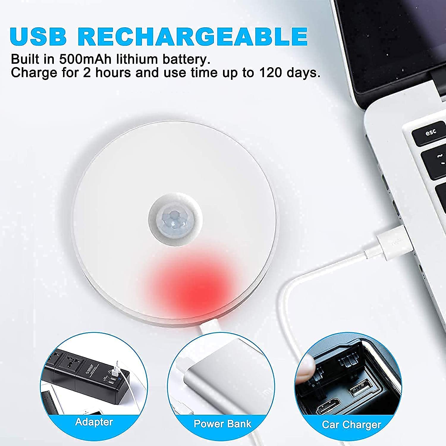 KANAKADHARA Motion Sensor Light for Home with USB Charging Wireless Self Adhesive LED Magnetic Motion Activated Light Motion Sensor Rechargeable Light Motion Activated (Pack of 1) 4